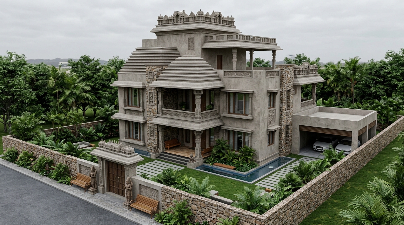 Dravidian Indian Style Bungalow
