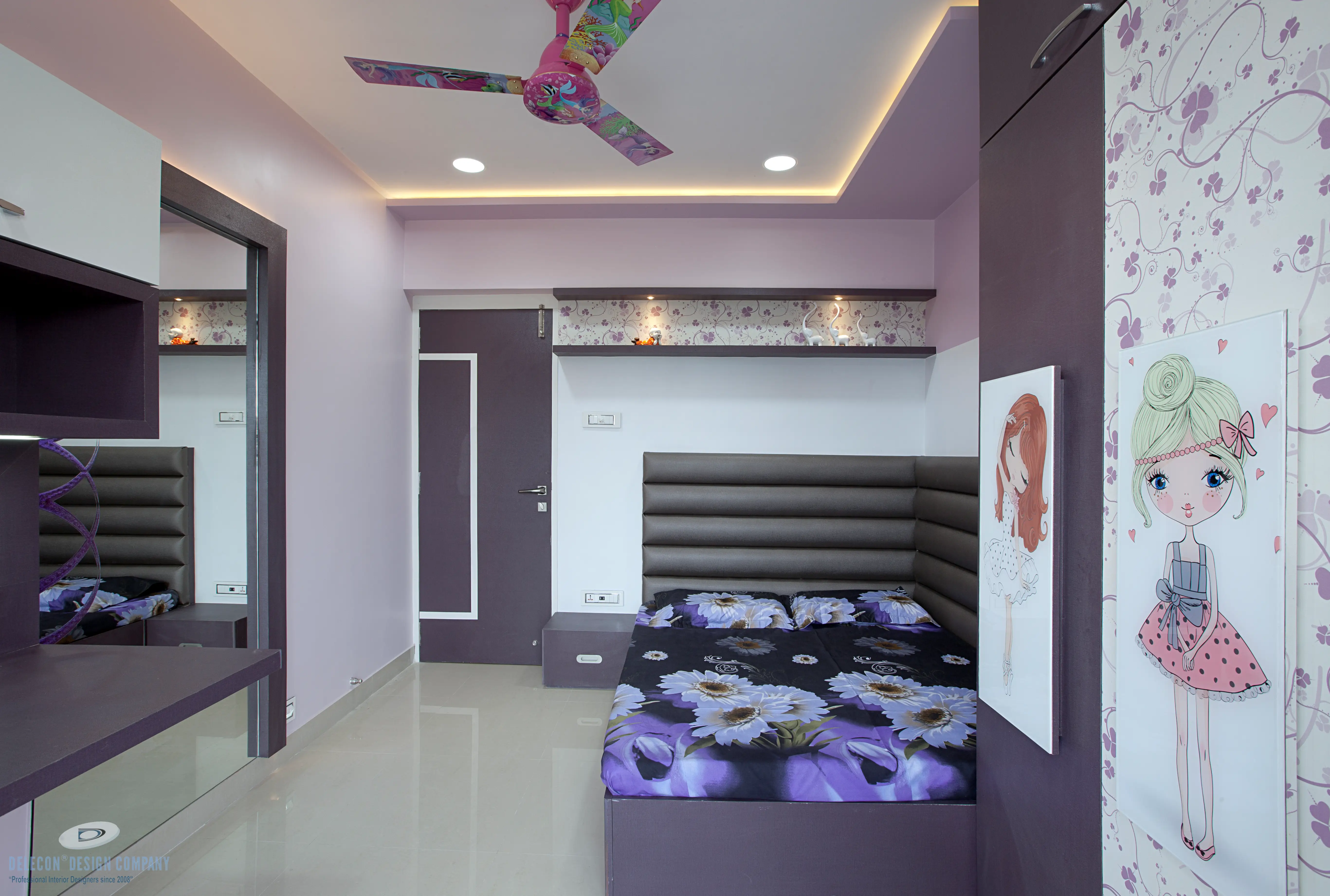 Daughter's bedroom interior design in Navi Mumbai 2BHK home