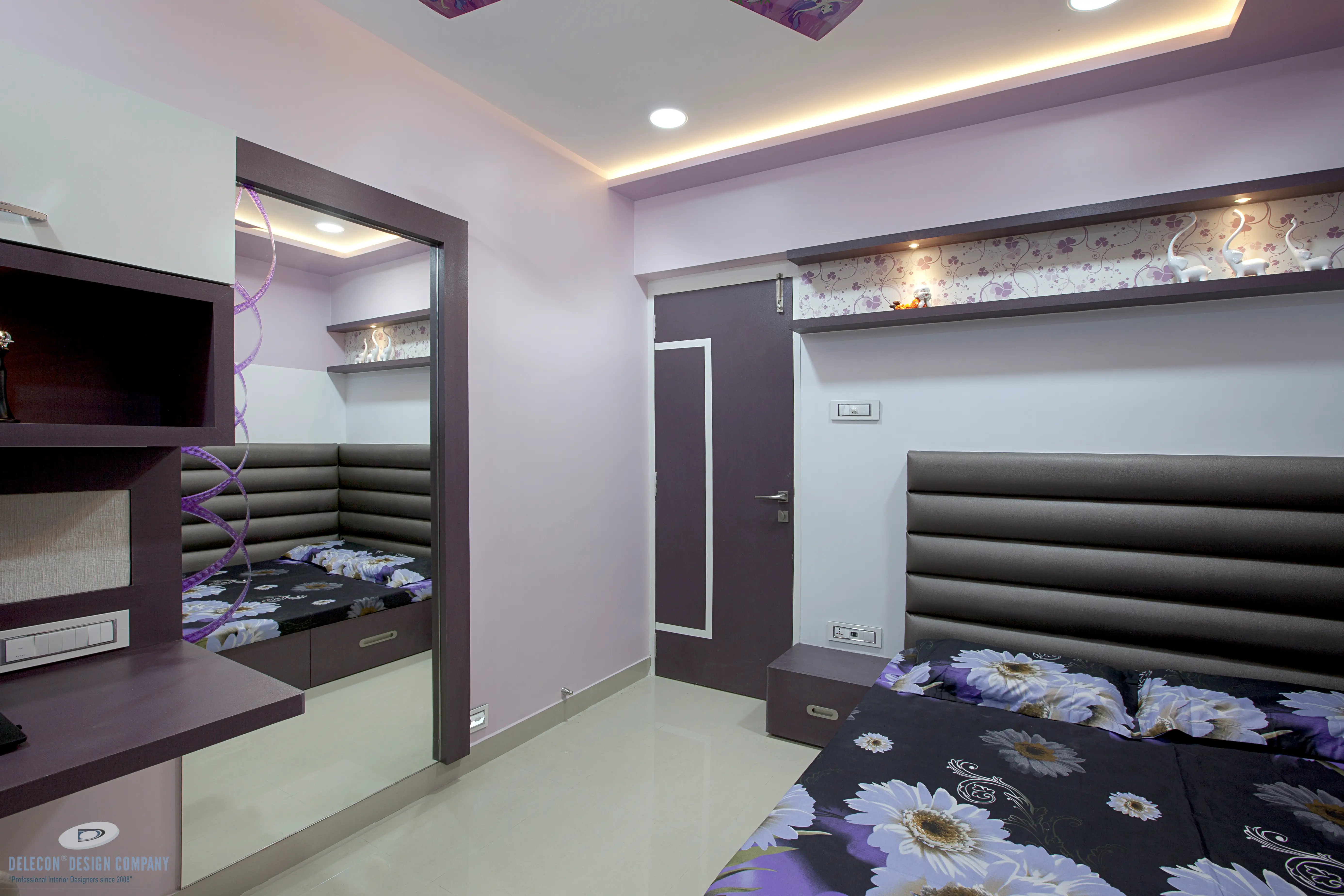 Daughter bedroom storage and wall design in Navi Mumbai