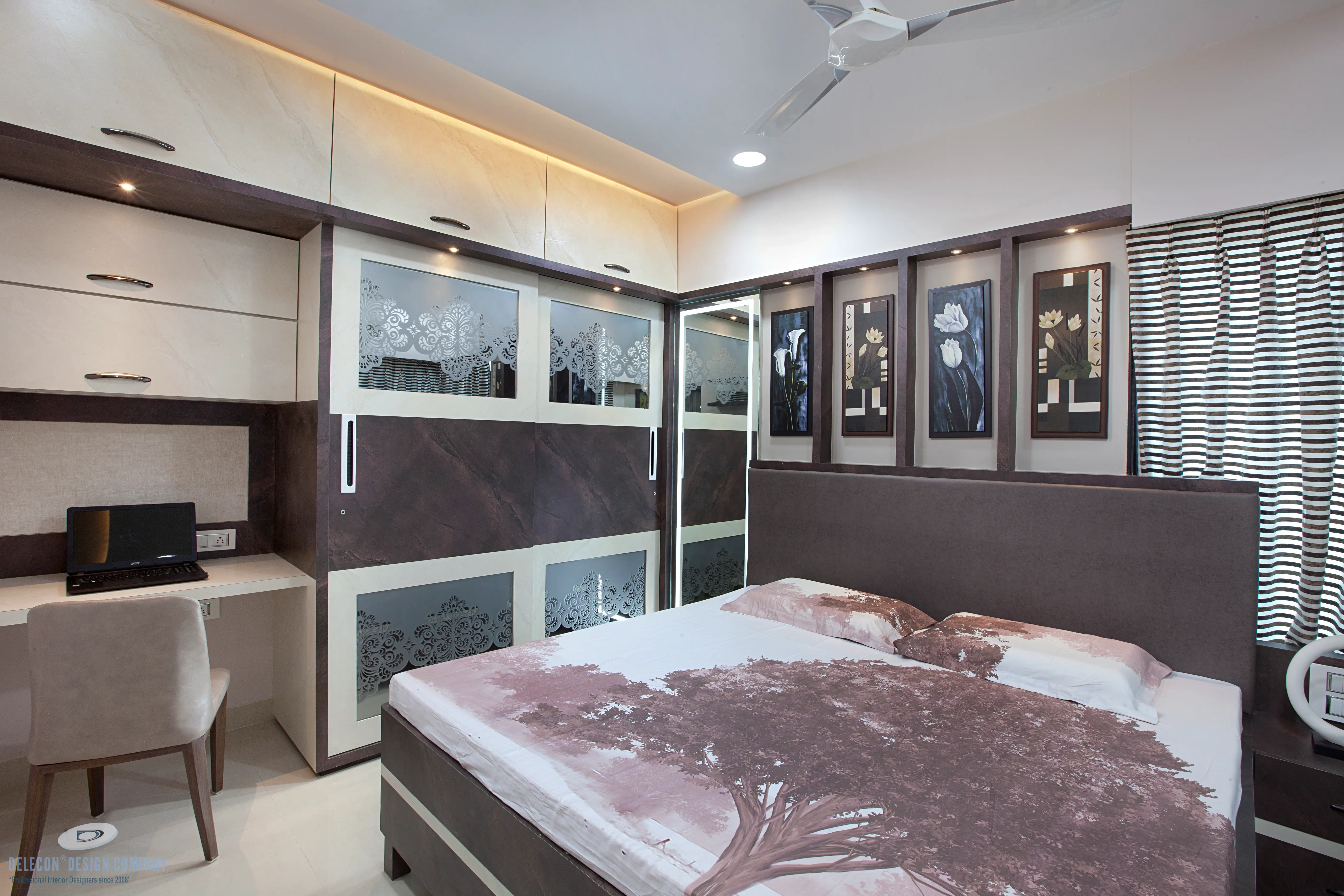 Master bedroom storage and lighting design in Navi Mumbai