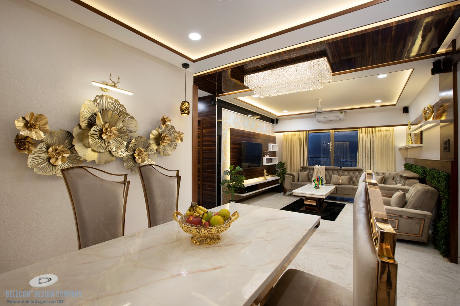 Dining space side view with wall panelling