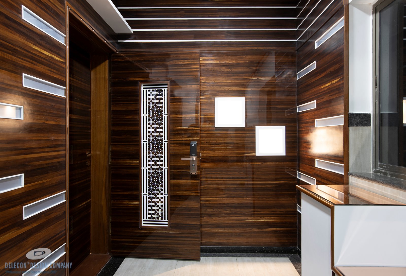 Main entrance interior design for 3 BHK home near Takka Naka, Panvel