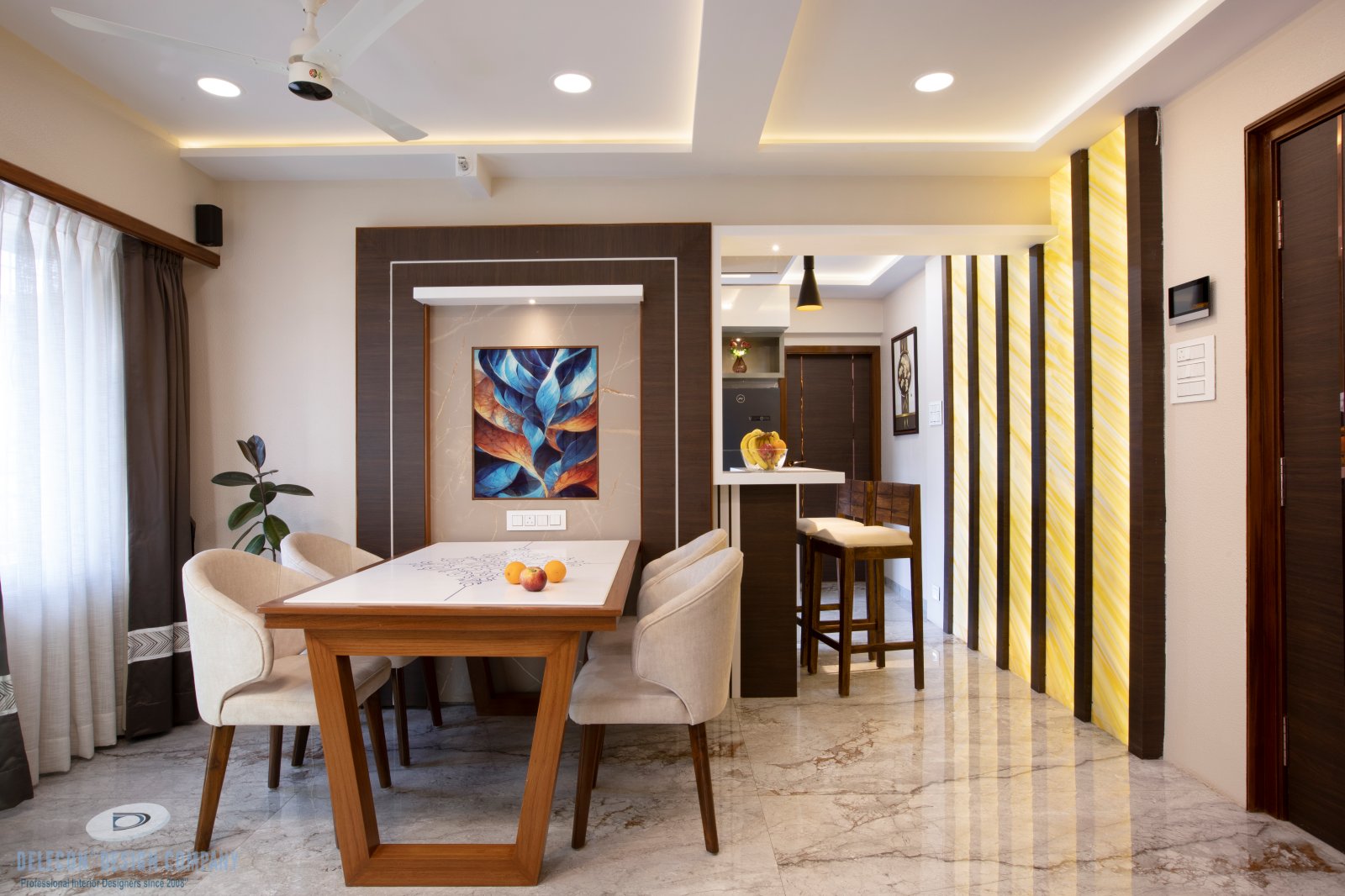 Dining space design in 3.5BHK residence at Balji Symphony, Panvel