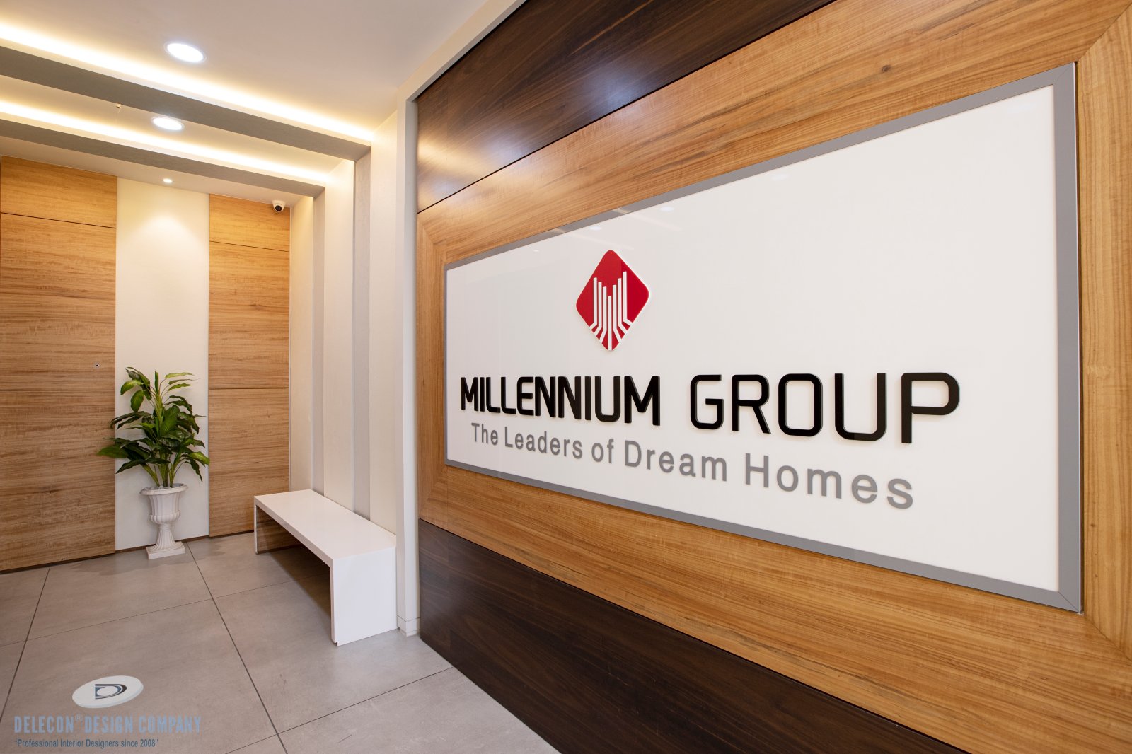 Main entrance of Millennium Group executive office design in Navi Mumbai