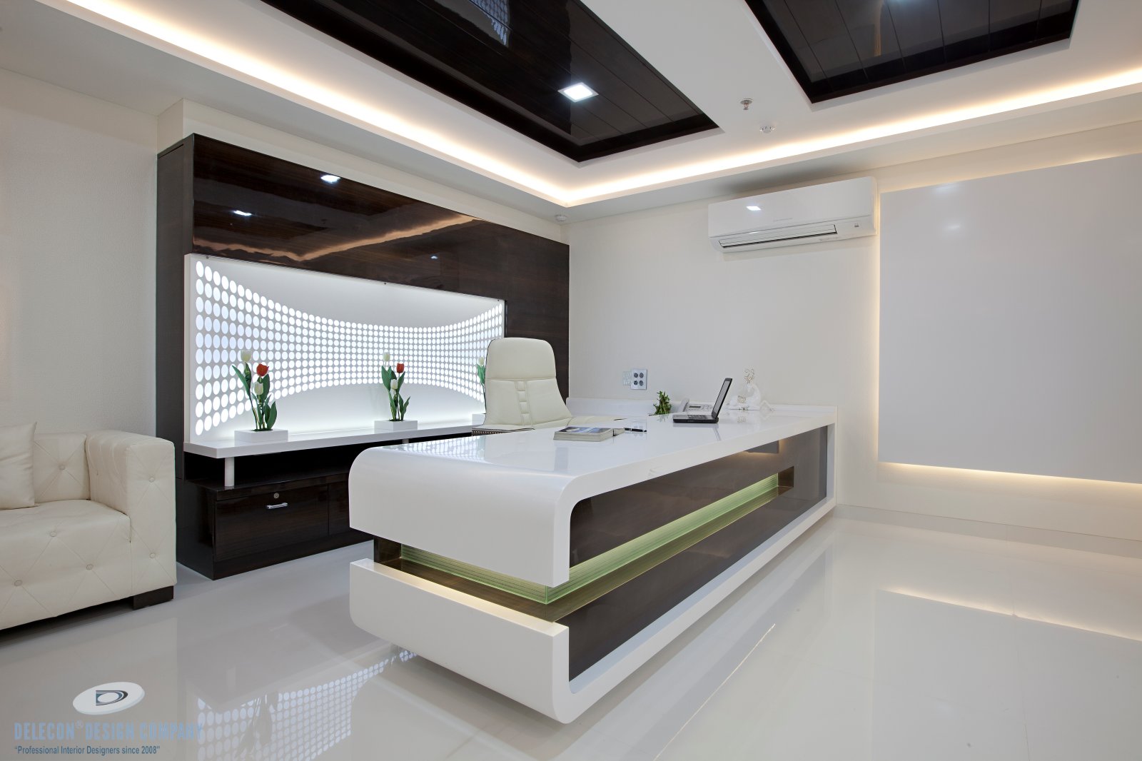 Director cabin lounge-style seating detail